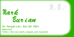 mark burian business card